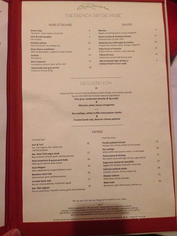 La Riviera at Sofitel Miami - Miami, FL menu_pic