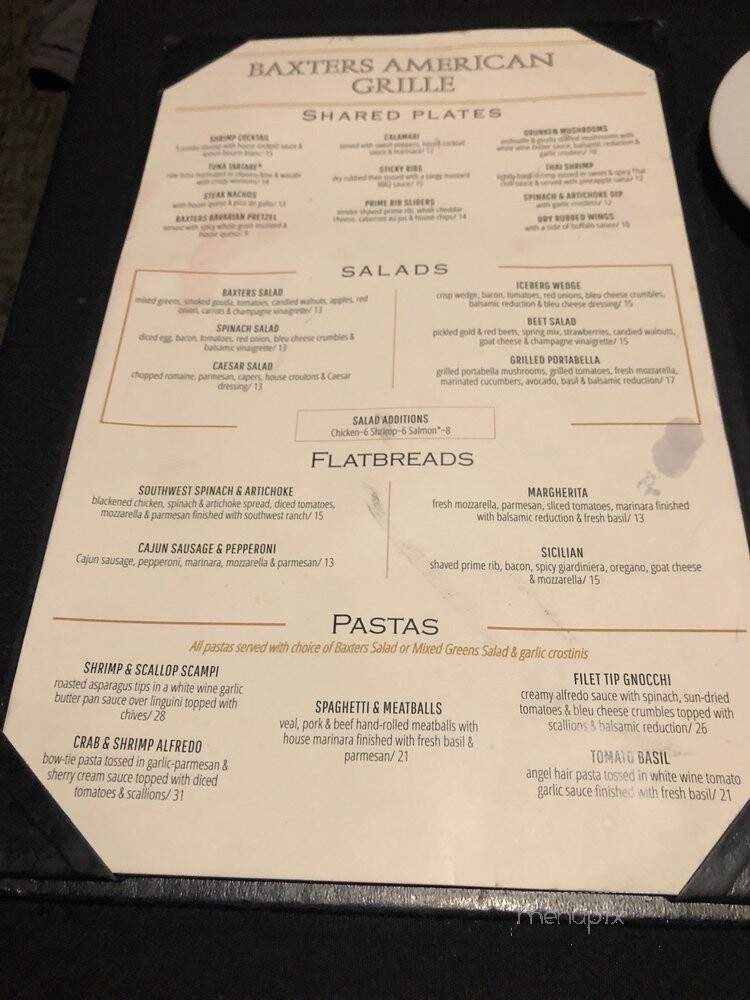 Baxters American Grill - Bloomington, IL menu_pic