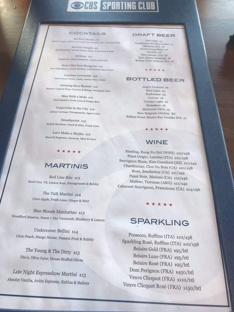 CBS Scene Restaurant and Bar - Foxborough, MA menu_pic