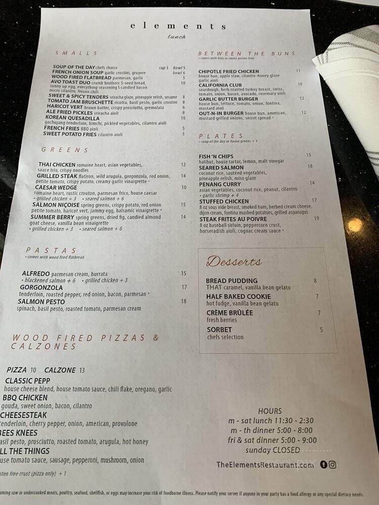 Elements Restaurant at Riverwoods - Logan, UT menu_pic