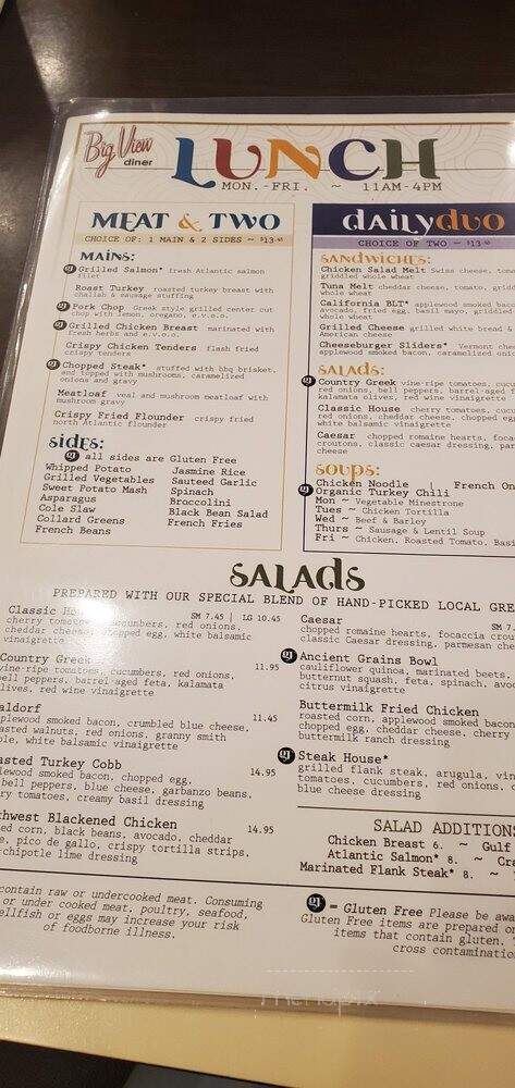 Big View Diner - Charlotte, NC menu_pic