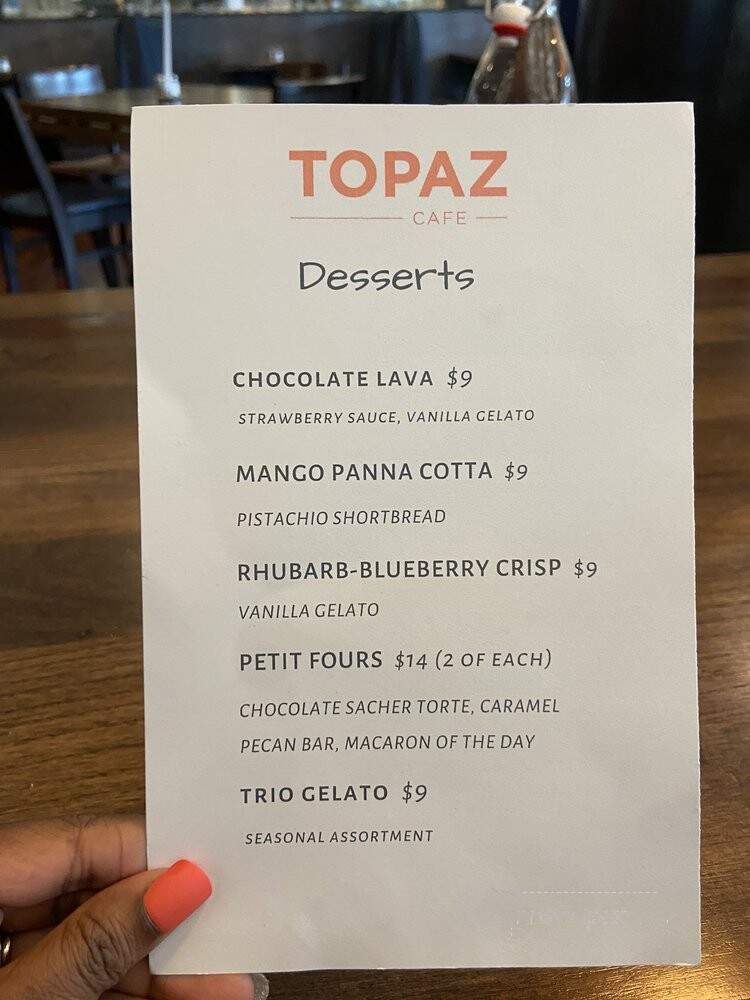 Topaz - BURR RIDGE, IL menu_pic