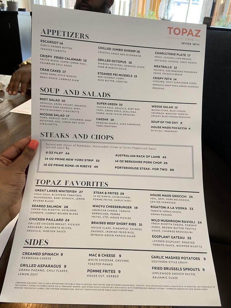 Topaz - BURR RIDGE, IL menu_pic