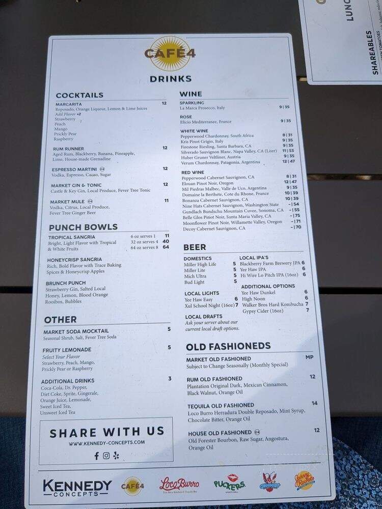 Cafe 4 - Knoxville, TN menu_pic