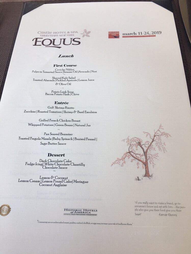 Equus @ The Castle on the Hudson - Tarrytown, NY menu_pic