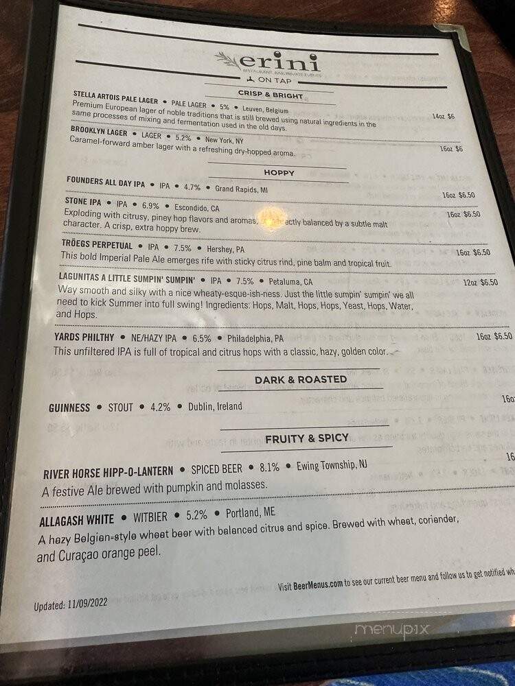 Erini Restaurant - Trenton, NJ menu_pic