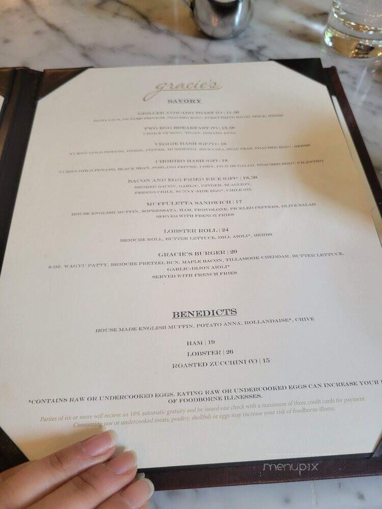 Gracie's - Portland, OR menu_pic