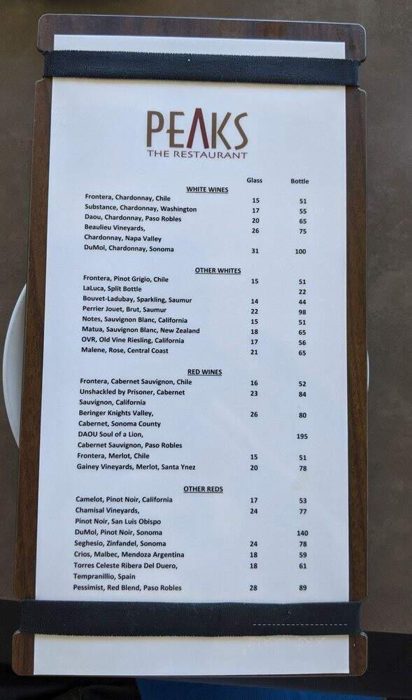Peaks Restaurant - Palm Springs, CA menu_pic