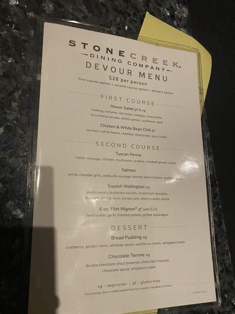 Stone Creek - Noblesville - Noblesville, IN menu_pic