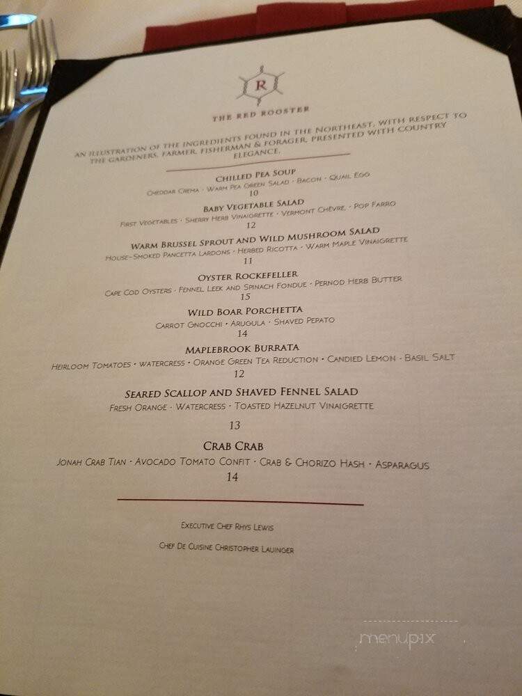 Red Rooster at The Woodstock Inn and Resort - woodstock, VT menu_pic