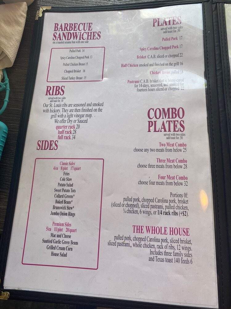 D.B.A. Barbecue - Atlanta, GA menu_pic