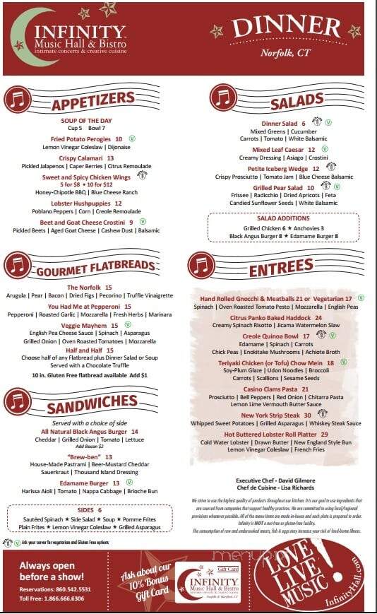 Infinity Bistro - Norfolk, CT menu_pic
