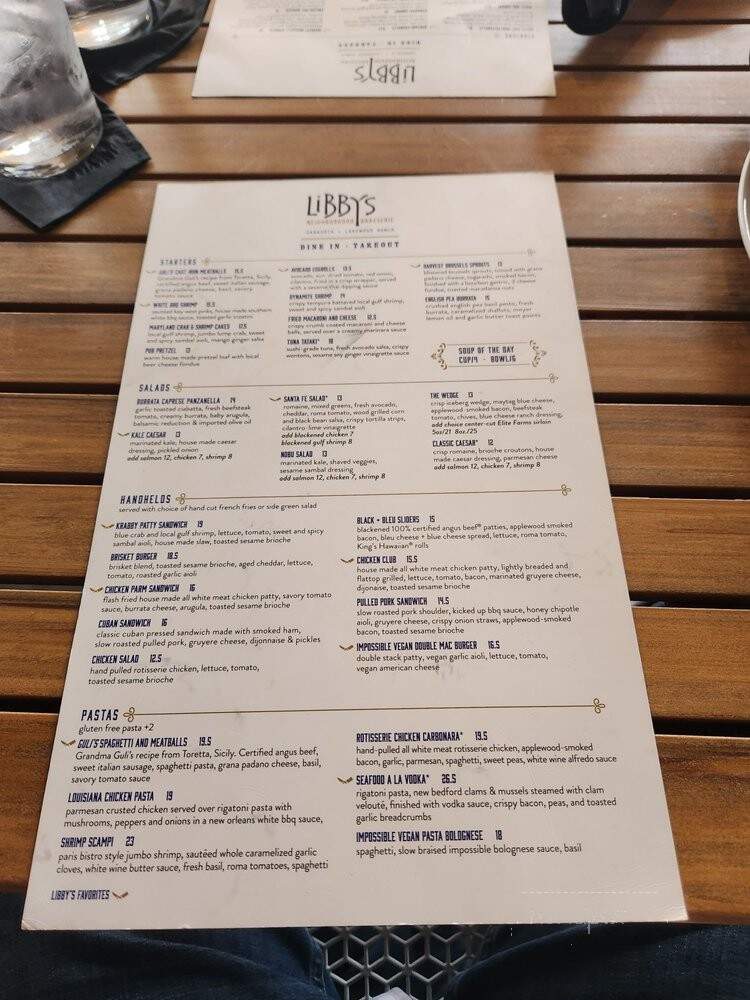 Libby's Cafe & Bar - Sarasota, FL menu_pic
