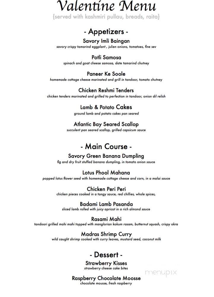 Nirvana - New York, NY menu_pic