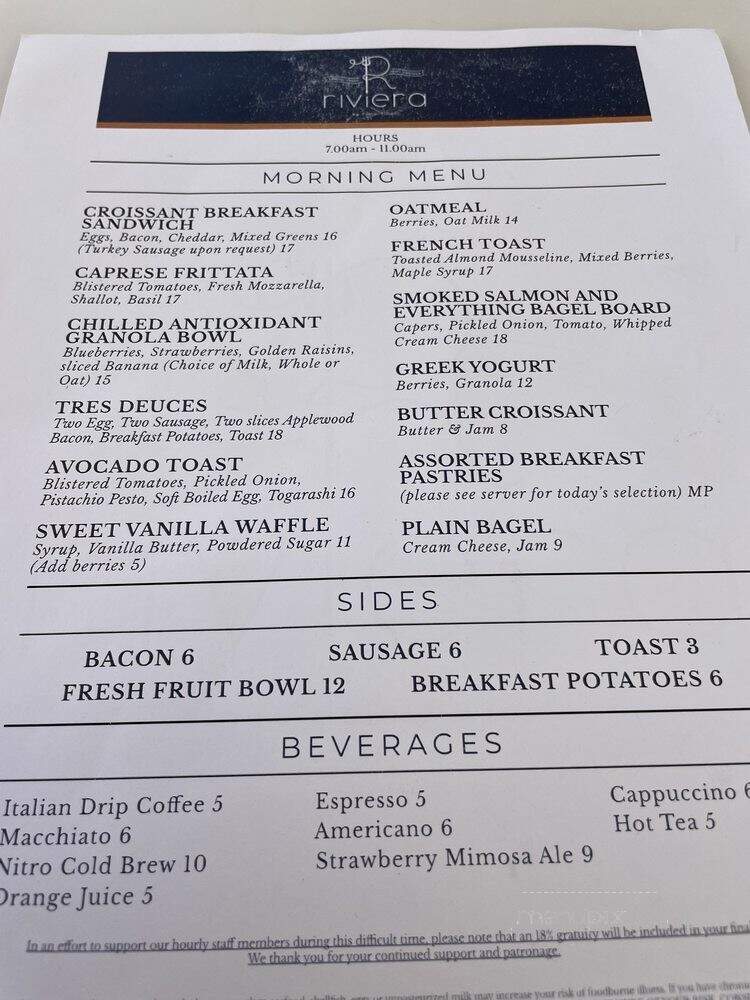 Riva - Marriott Harbor Beach Resort and Spa - Fort Lauderdale, FL menu_pic