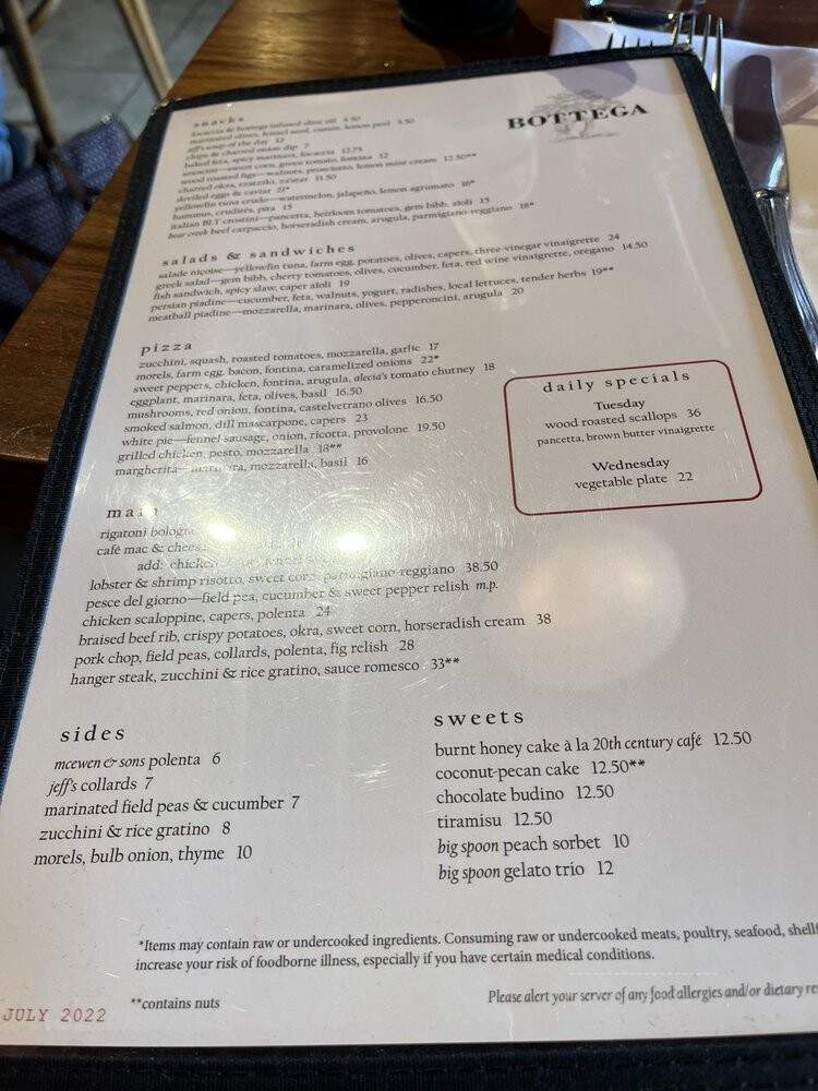 Bottega - Birmingham, AL menu_pic