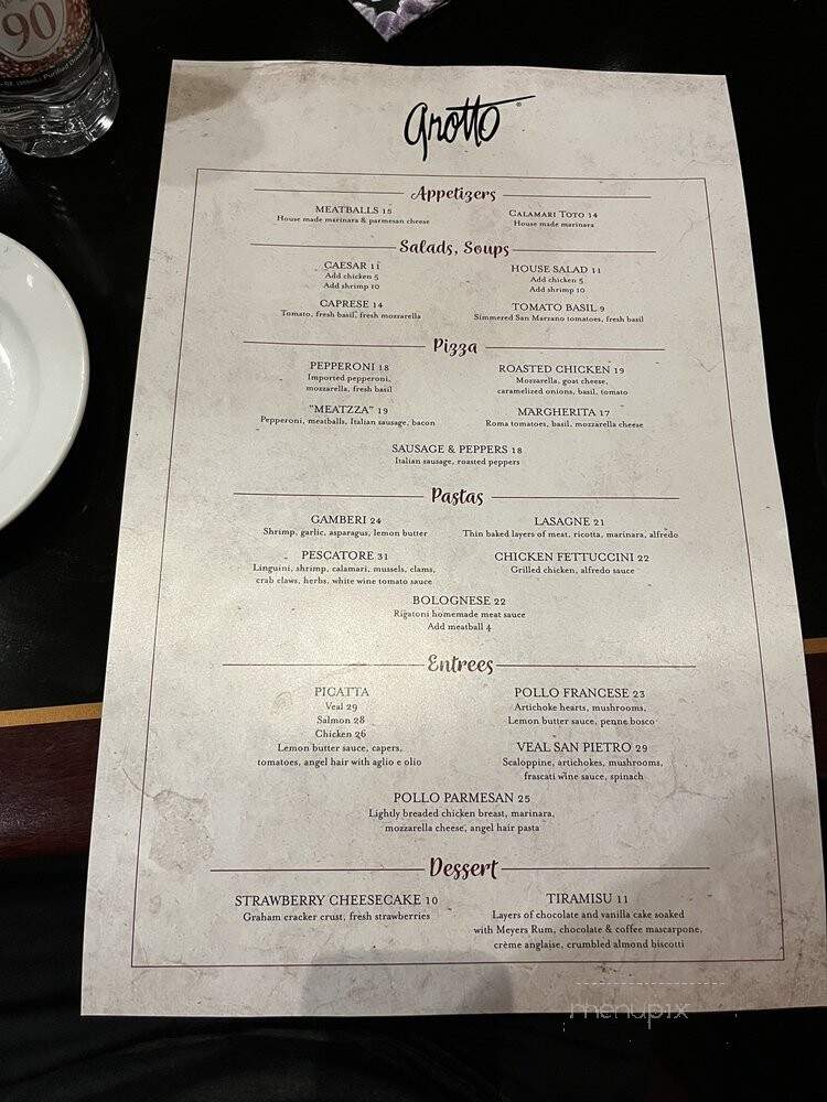Grotto - Las Vegas, NV menu_pic