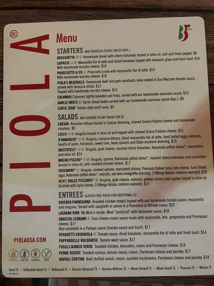 Piola - Hallandale Beach - Hallandale Beach, FL menu_pic