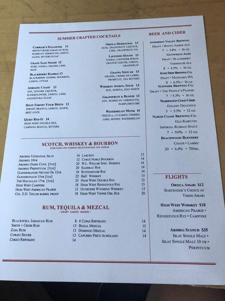 Pizzeria Ortica - Costa Mesa, CA menu_pic