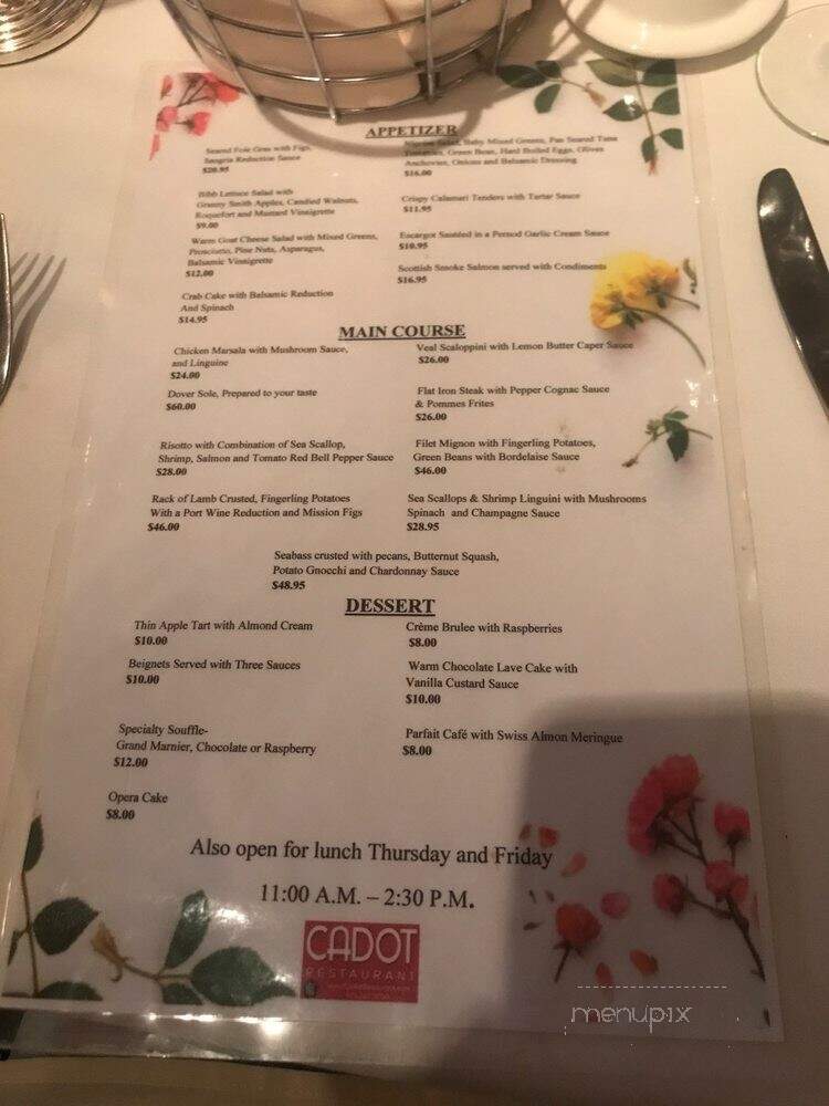 Cadot Restaurant - Dallas, TX menu_pic
