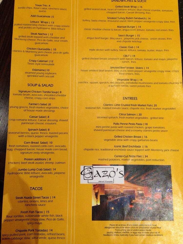 Sazo's Latin Grill - San Antonio, TX menu_pic