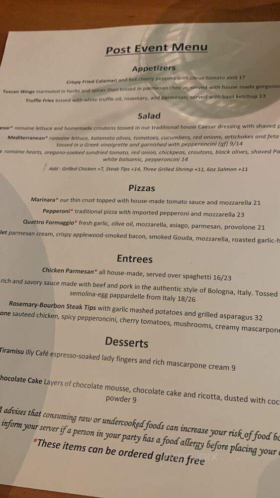 Tavolino - Foxborough, MA menu_pic