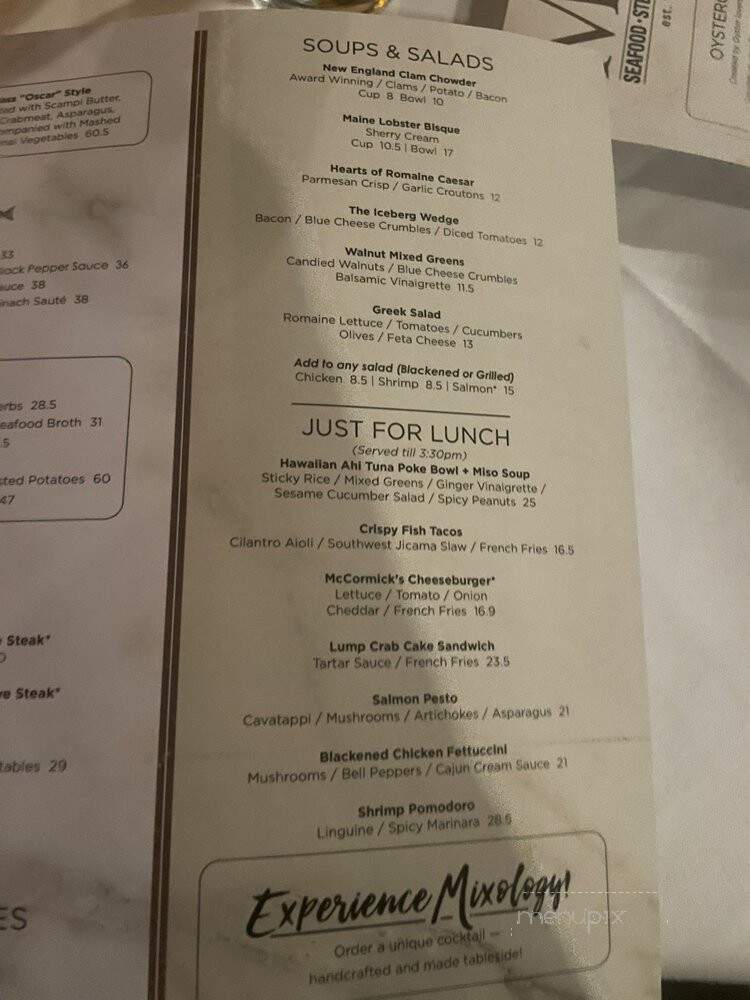 McCormick & Schmick's Seafood - Atlantic City - Harrah's - Atlantic City, NJ menu_pic
