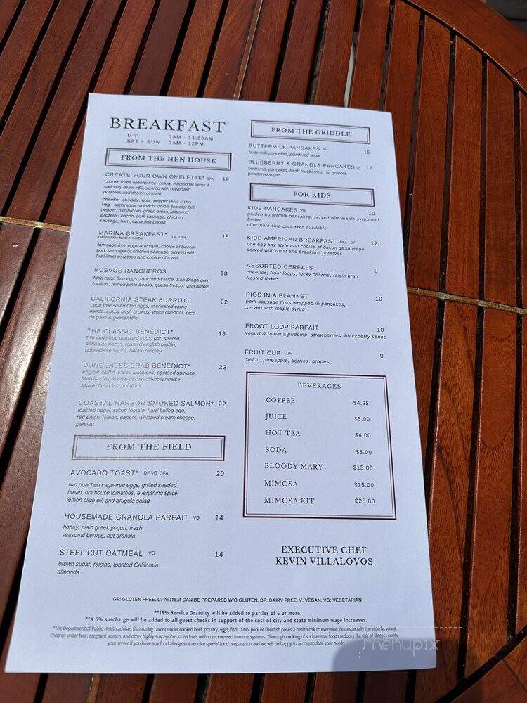 Red Marlin Waterfront Restaurant Bar and Terrace - San Diego, CA menu_pic
