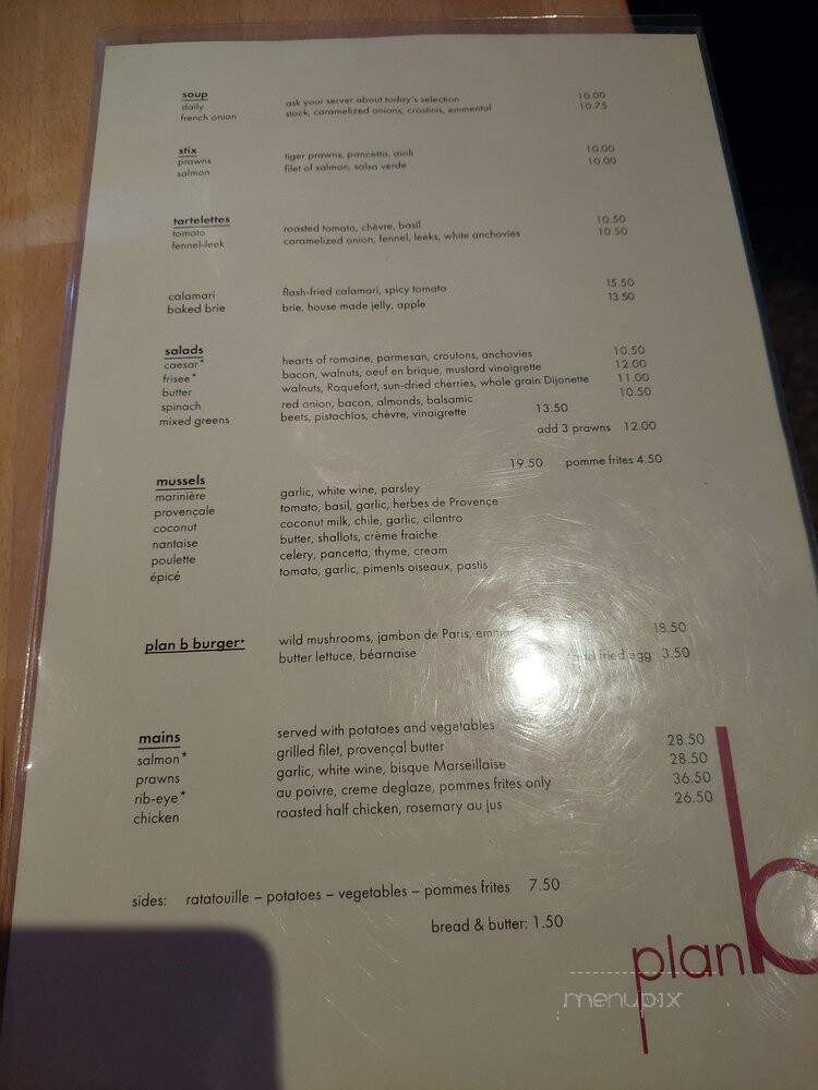 Plan B Restaurant - Sacramento, CA menu_pic