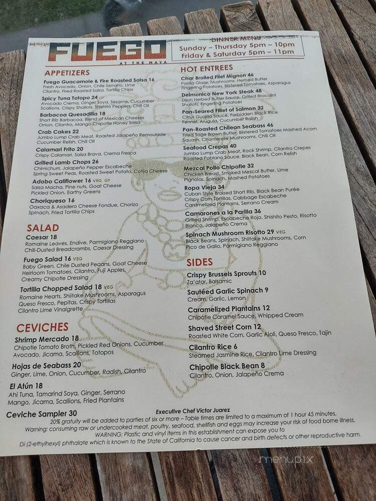 Fuego - Maya Hotel - Long Beach, CA menu_pic