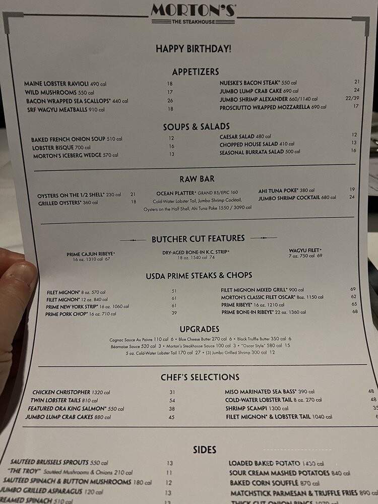 Morton's The Steakhouse - Carew Tower - Cincinnati, OH menu_pic