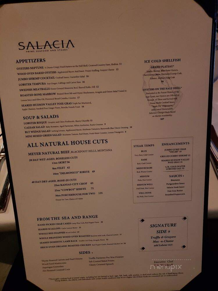 Salacia - Prime Steak and Seafood - Virginia Beach, VA menu_pic