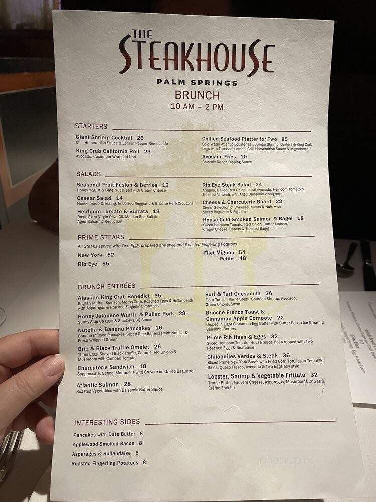 Steakhouse at the Spa - Palm Springs, CA menu_pic