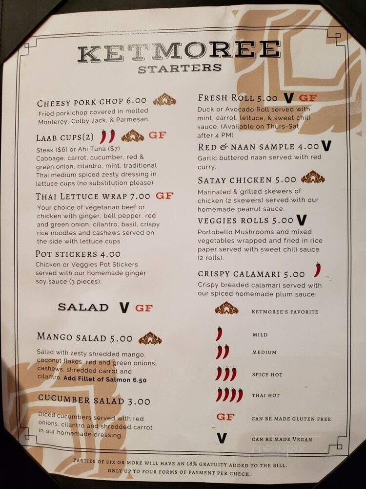 Ketmoree Thai Restaurant & Bar - Davis, CA menu_pic