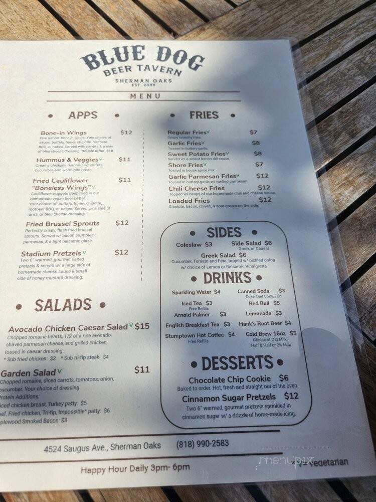 The Blue Dog Beer Tavern - Sherman Oaks, CA menu_pic