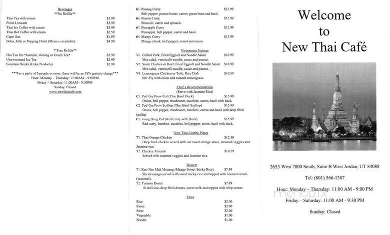 New Thai Cafe - West Jordan, UT menu_pic