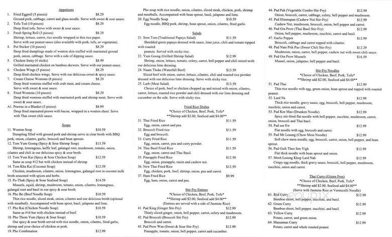 New Thai Cafe - West Jordan, UT menu_pic