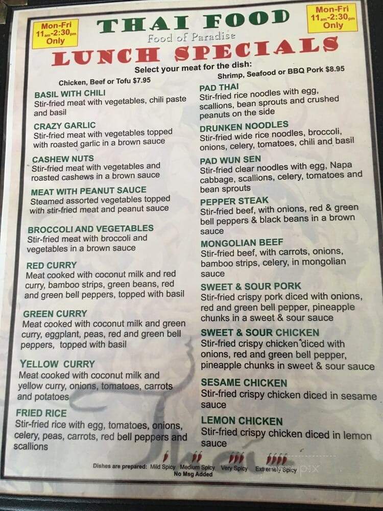 Thai Bistro & Sushi - San Antonio, TX menu_pic