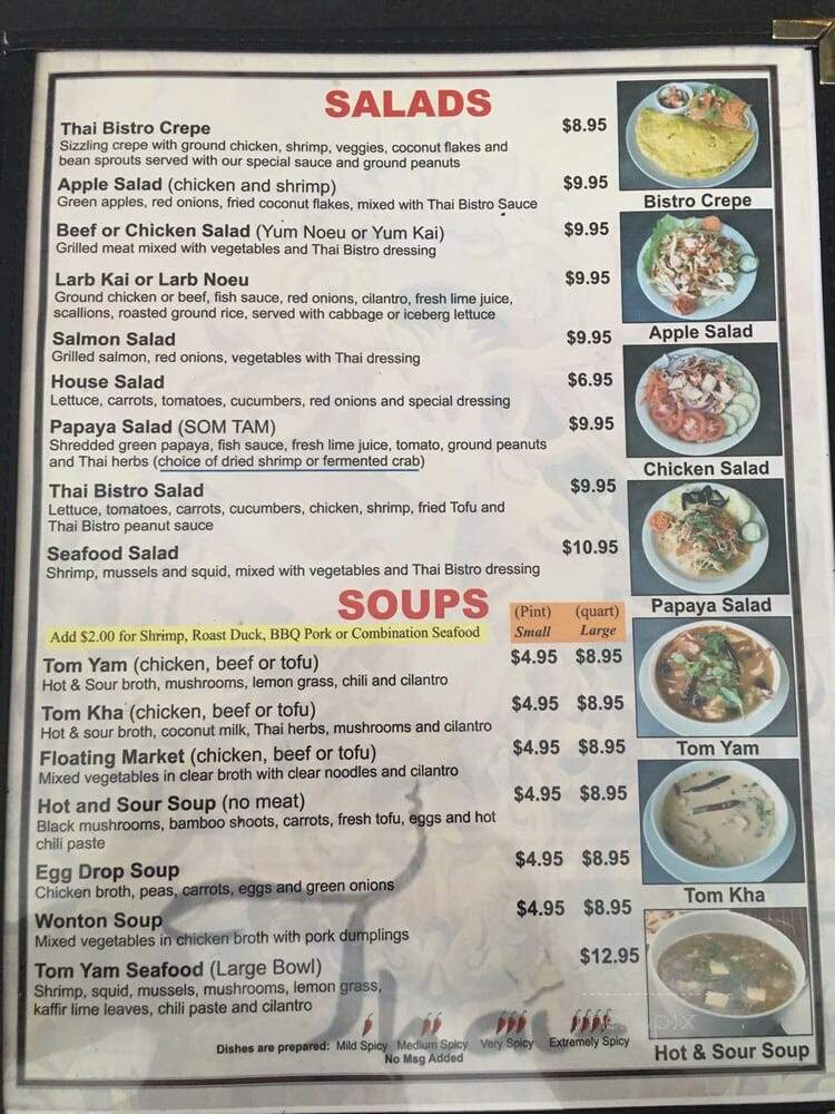 Thai Bistro & Sushi - San Antonio, TX menu_pic