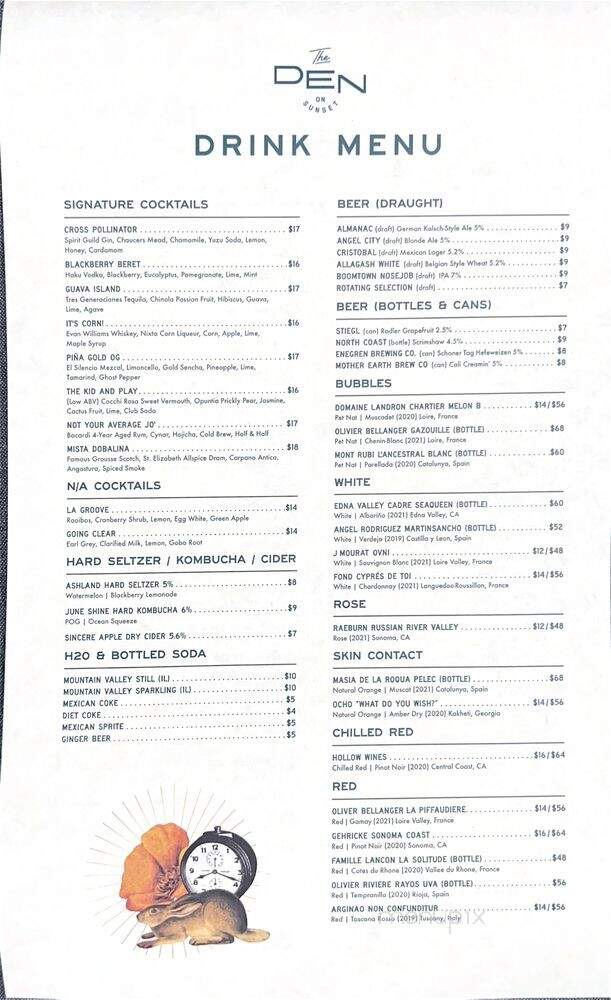 Den of Hollywood - West Hollywood, CA menu_pic