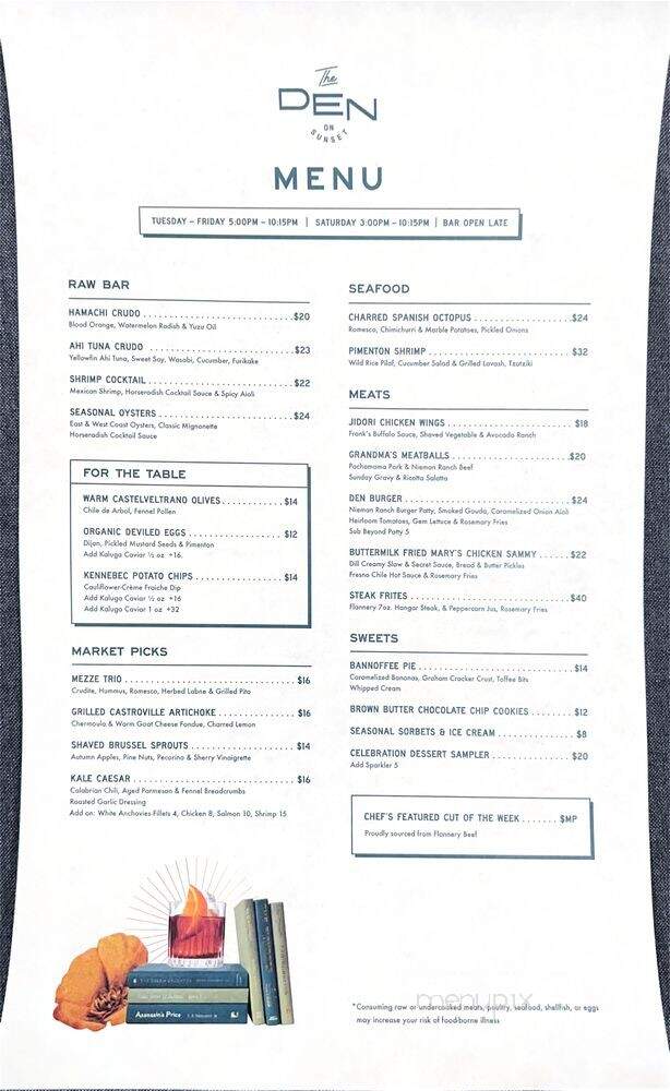 Den of Hollywood - West Hollywood, CA menu_pic