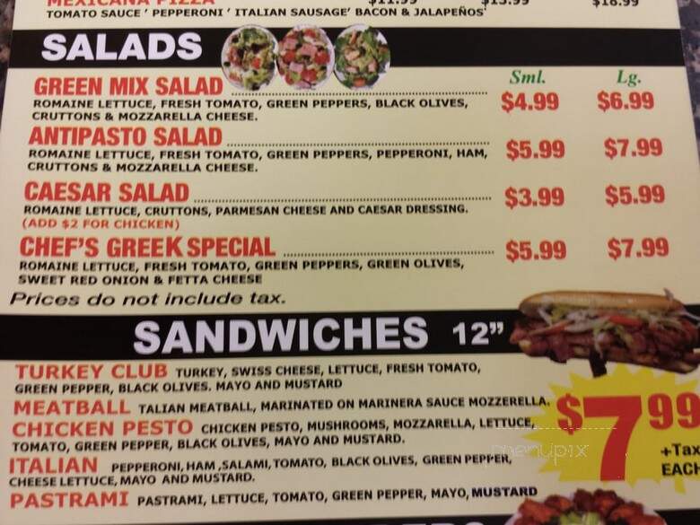 Lenzinis Pizza - North Hollywood, CA menu_pic