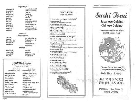 Sushi Tomei - Murrieta, CA menu_pic