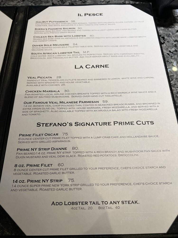 Stefano's - Morgantown, WV menu_pic