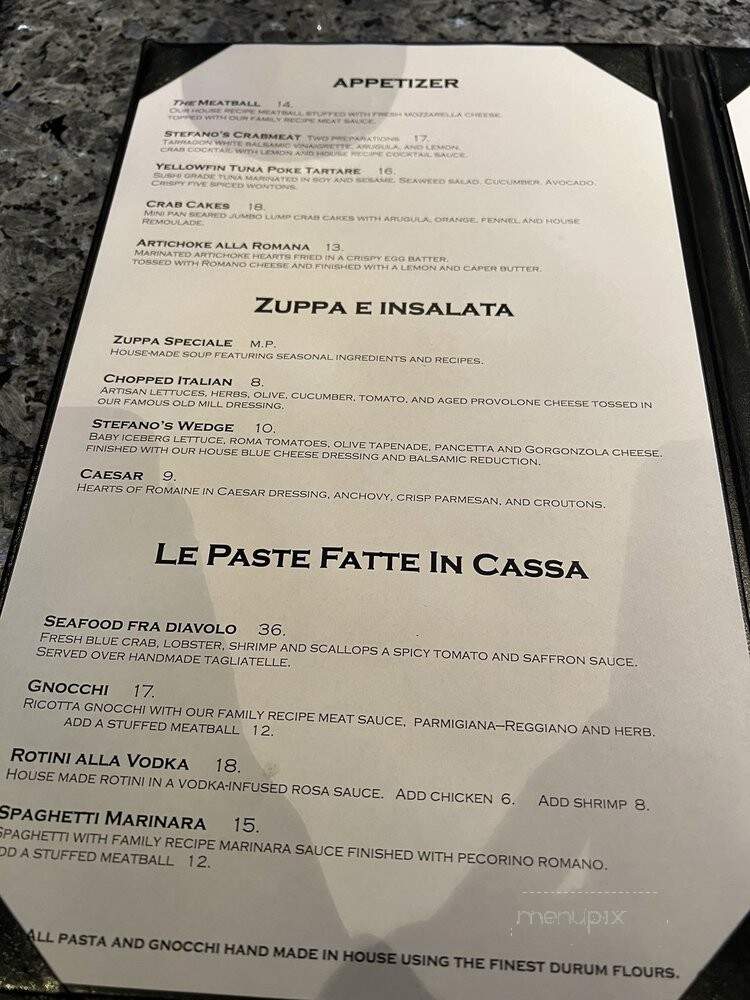 Stefano's - Morgantown, WV menu_pic