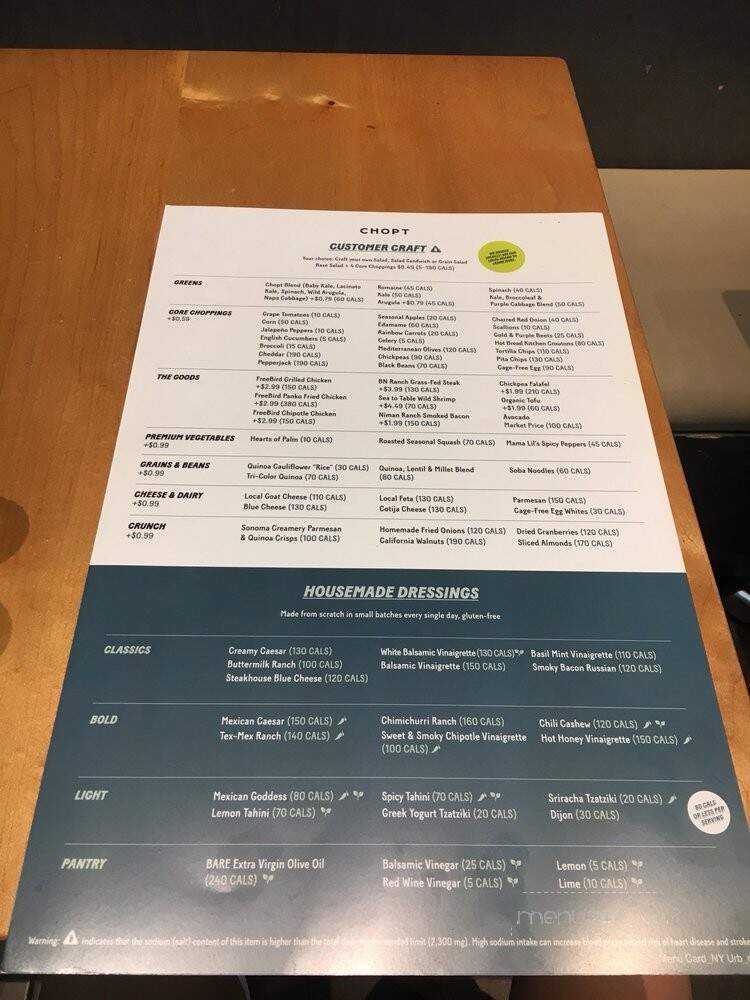 Chop't Creative Salad - New York, NY menu_pic