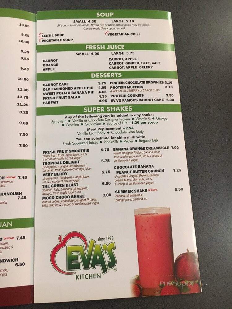 Eva's Health Food - New York, NY menu_pic