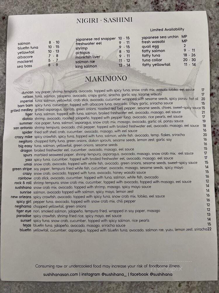 Sushihana Japanese Restaurant - San Antonio, TX menu_pic