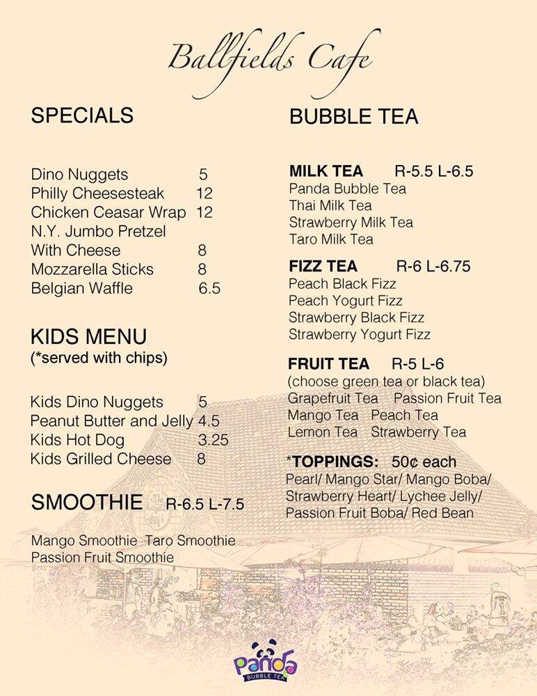 Ballfields Cafe - New York, NY menu_pic
