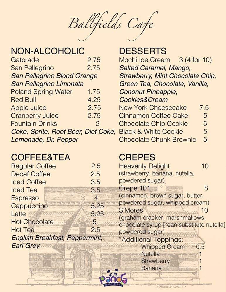 Ballfields Cafe - New York, NY menu_pic